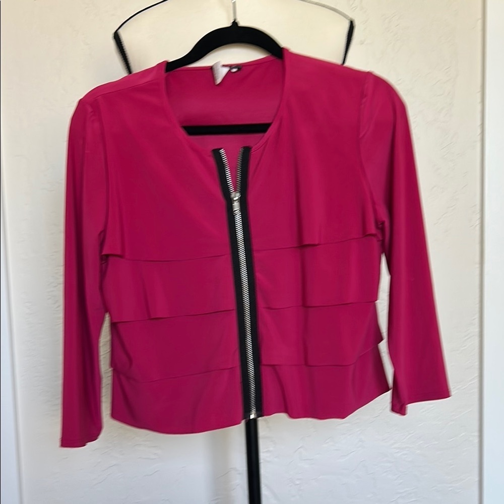 MSK Pink Blazer with Black Zipper and Cropped Style